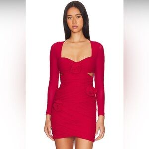 Bardot red mesh mini dress